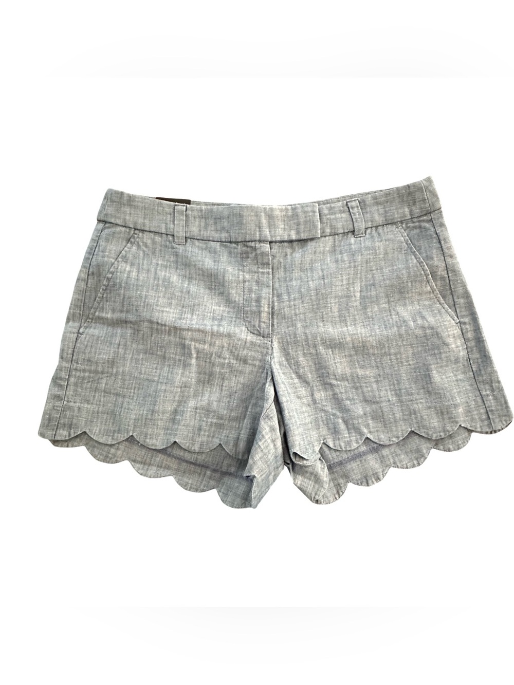 J. Crew Light Blue Demin Scallop Hem Bermuda Shorts